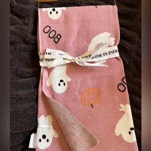 Made in India pink ghost Halloween baby blanket